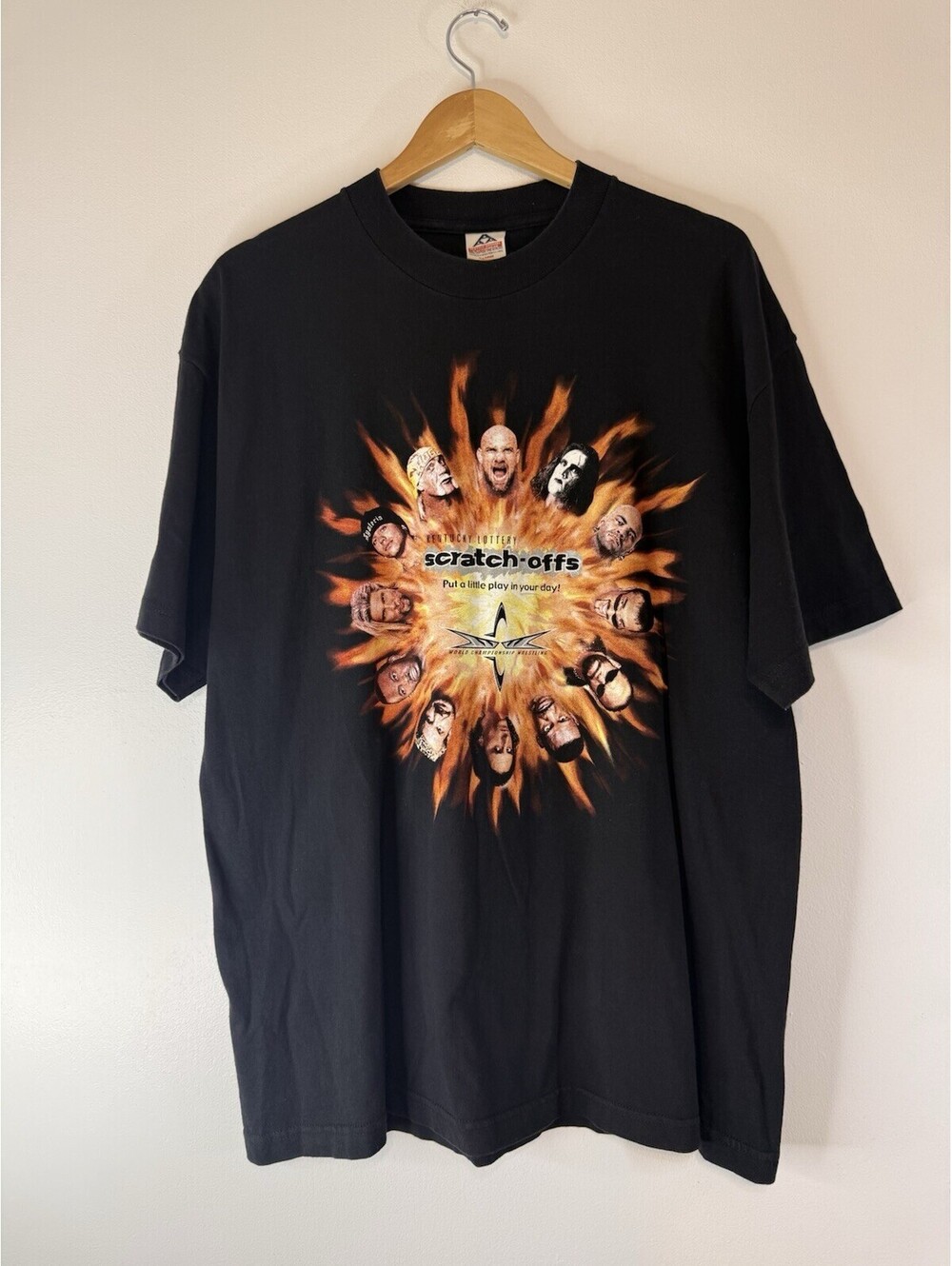 Rare Vintage WCW Kentucky Scratch Off Shirt Size XL 90s